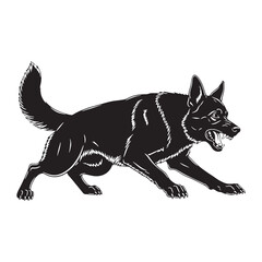 Fototapeta premium Featuring an authentic German Shepherd canine digital black visual, accurately representing the breed - German Shepherd silhouette - German Shepherd Vector - Silhouette of German Shepherd - dog vector
