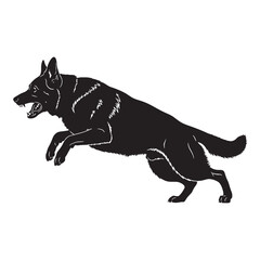 Displaying a recognizable German Shepherd digital black vector, embodying its unique posture - German Shepherd silhouette - German Shepherd Vector - Silhouette of German Shepherd - dog vector

