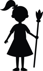 vector illustration of a witch with broom
