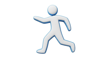 Isolated Blue and White Running Figure