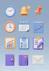 3d Flat business icon set for web and infographic design