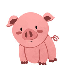 Fototapeta premium Chinese Zodiac Animal Illustration Pink Pig