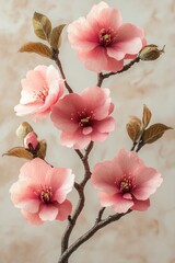 Delicate pink blossoms on a branch (1)