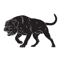 Imposing Mastiff canine digital black silhouette - Mastiff silhouette - Mastiff Vector - Silhouette of Mastiff - dog vector

