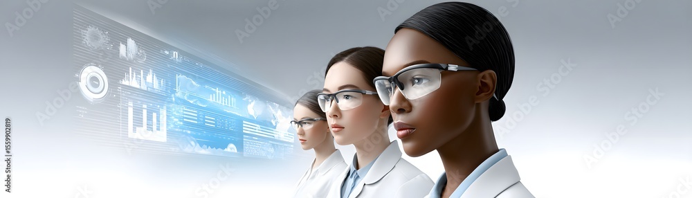 Poster documentary style image of a group of scientists working on clinical trial data, intense discussion,