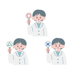 まるばつクイズに答える白衣の女性