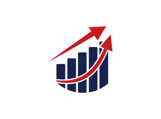 Financial Growth Logo with Bar Chart and Up Arrow Vector for Business, Investment, Accounting, Marketing, and Corporate Success