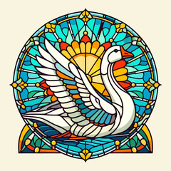 STAINED ART GLASS OF ANIMAL ILLUSTRATION