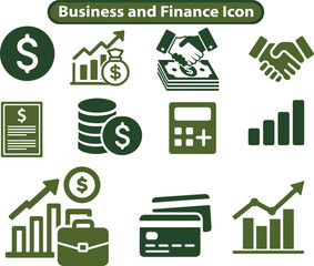 Business and finance flat k icon money and finance icons