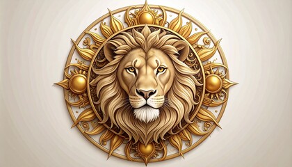 Majestic lion head adorned with golden crown in realism tattoo style with rich colors