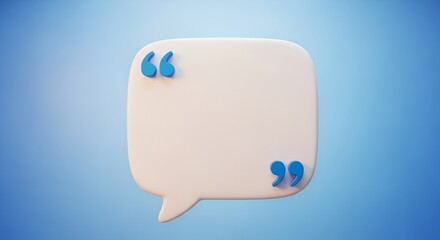 White speech bubble with blue quotation marks on a blue gradient background talk