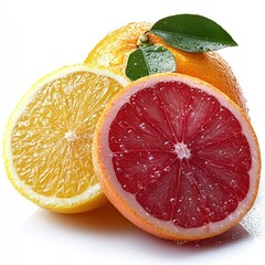 Fresh citrus fruits, including orange, lemon, and grapefruit