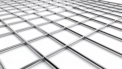Crisp 3d lattice structure made of metal bars on white background with edges and reflections