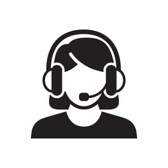 Female customer service icon. Help and information contact icon. Hotel booking receptionist sign. Icon symbol for administrator, front officer. Vector illustration. 