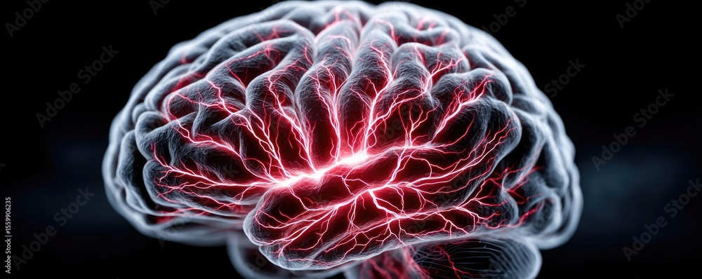Poster brain-inspired neuro computing and neural module concept. a striking visual of a brain illuminated w