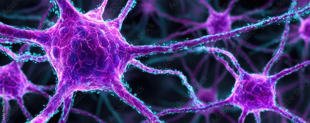 Poster brain-inspired neuro computing and neural module concept. vibrant neurons showcasing intricate conne