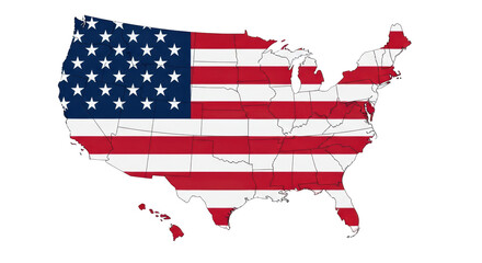 Isolated USA Map Flag