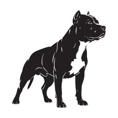 a modern Pitbull digital black silhouette, featuring clean, contemporary lines - Pitbull silhouette - Pitbull Vector - Silhouette of Pitbull - dog silhouette

