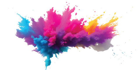  Abstract Holi Color Explosion – Isolated Bright Rainbow Powder Splash on White for Vibrant Festival Graphics

