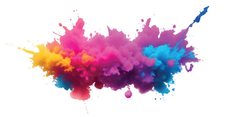 Rainbow Holi Color Explosion – Paint Powder Splash on White Background for Bright Festival Art and Design
