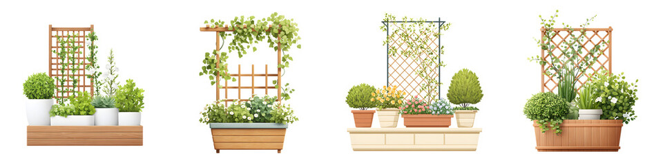 Potted Plants with Trellis Collection: Garden & Balcony Decor