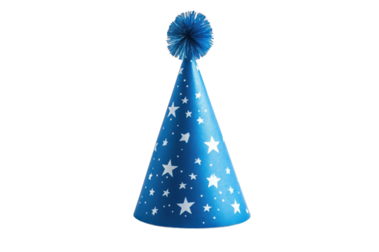 Party Hat Blue and White Star Celebration Isolated Festive Event Fun Occasion Cheer Happy Birthday