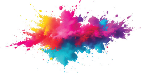 Holi Festival Paint Burst – Colorful Powder Explosion with Rainbow Pigment on Clean White Isolated Background

