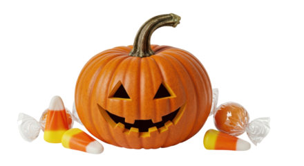 Isolated Halloween Pumpkin and Candy