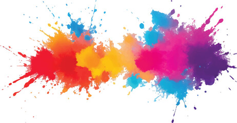 Holi Color Burst on White – Bright Rainbow Paint Explosion with Powder Splash for Abstract Festival Designs
