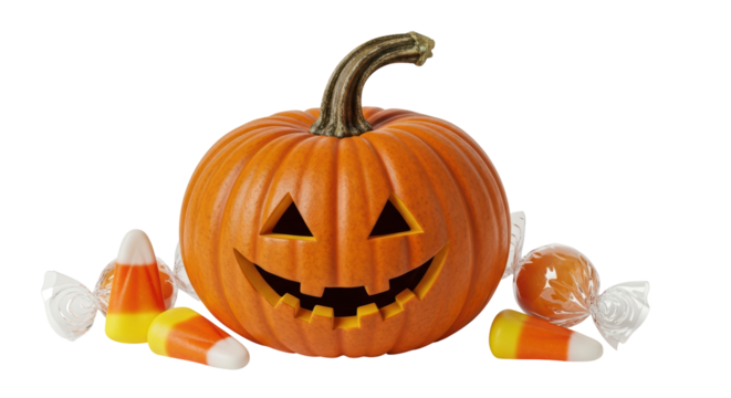 Isolated Halloween Pumpkin and Candy