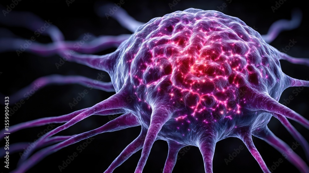Aufkleber brain-inspired neuro computing and neural module concept. detailed image of a vibrant cell with intr