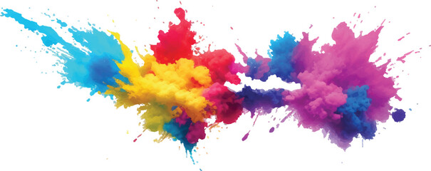  Vibrant Festival Holi Powder Blast – Bright Colorful Paint Splash Isolated on White Background Vector Design
