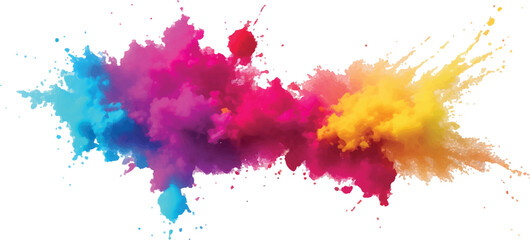  Vibrant Festival Holi Powder Blast – Bright Colorful Paint Splash Isolated on White Background Vector Design
