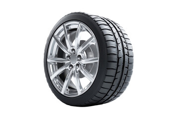 Obraz premium New Wheel and Tire on Black Background Automotive Performance Shiny Car Luxury Speed Grip Radial