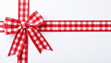 Charming red and white checkered ribbon bow with a clear focus for creative designs