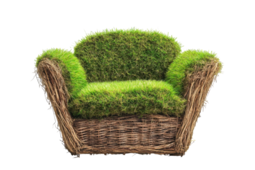 Green grass armchair photography Unique furniture decor modern interior design Nature concept art