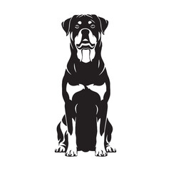 Featuring a distinct Rottweiler canine digital black silhouette, showcasing its unique form - Rottweiler silhouette - Rottweiler Vector - Silhouette of Rottweiler - dog vector

