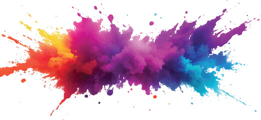  Colorful Holi Paint Splash – Bright Powder Explosion with Rainbow Pigments on White Background for Celebration Designs
