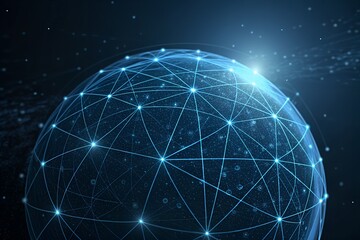 Global Network Sphere, Digital Connection, Blue Light