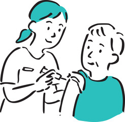 Nurse Giving Injection to Elderly Man