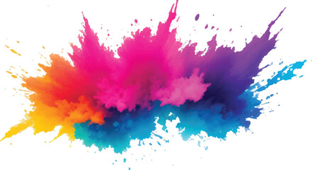 Vibrant Multicolor Powder Explosion on White Background – Bright Rainbow Holi Paint Splash with Colorful Dust Cloud in Motion, Symbol of Joy, Festival, and Artistic Creativity
