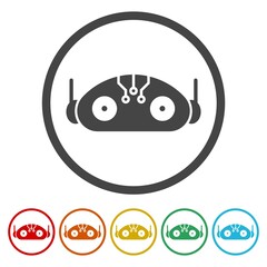 Smart AI robot icon. Set icons in color circle buttons