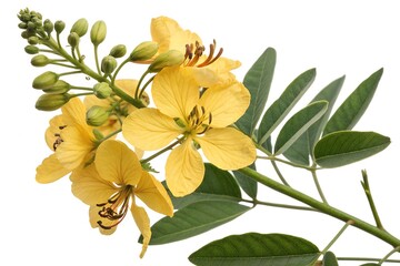 Fototapeta premium yellow Senna auriculata flowers isolated on white