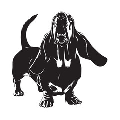 A versatile Basset Hound black vector asset, offering a clean, modern digital image - Basset Hound silhouette - Basset Hound Vector - Silhouette of Basset Hound - dog vector

