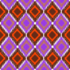 Abstract Ikat Fabric with Geometric Diamond Design