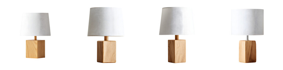Modern Bedside Lamps with Wooden Base and White Shade