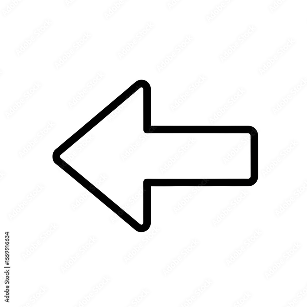 Poster minimalist arrow pointing left outline simple design suitable for web navigation and directional inf