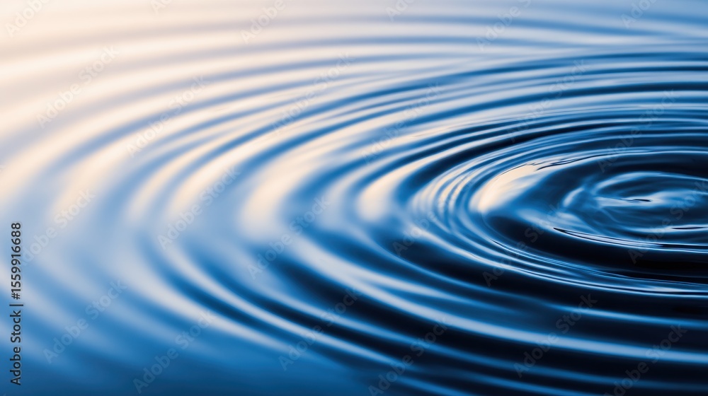Poster close-up of water ripples creating a serene pattern under soft natural light at dawn
