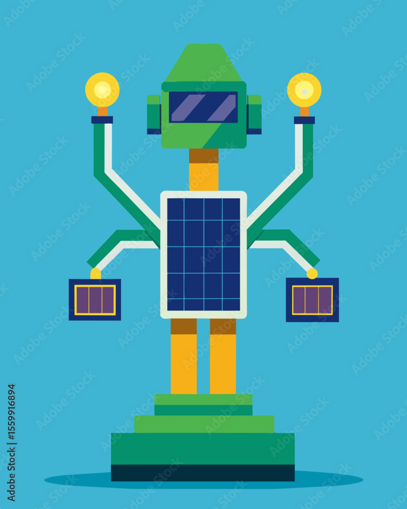 Aufkleber a sculpture made of recycled circuit boards with solar panels attached that power a neon light displ