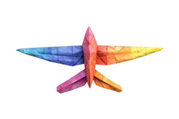 Colorful Origami Bird Artful Paper Folding Craft Vibrant Rainbow Origami Creative Design Bird Figure